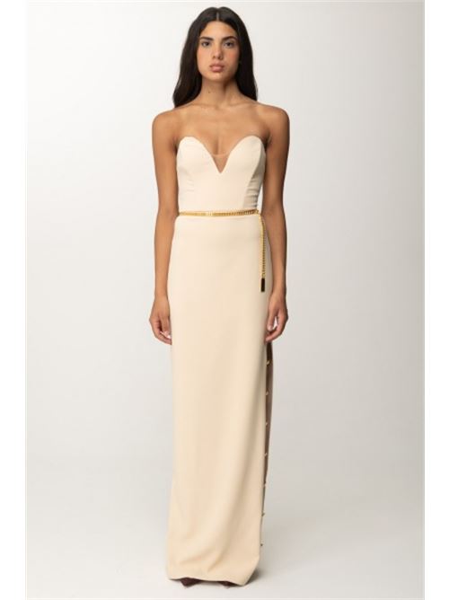 Red carpet dress in crepe with bustier neckline ELISABETTA FRANCHI | AB62946E2.045